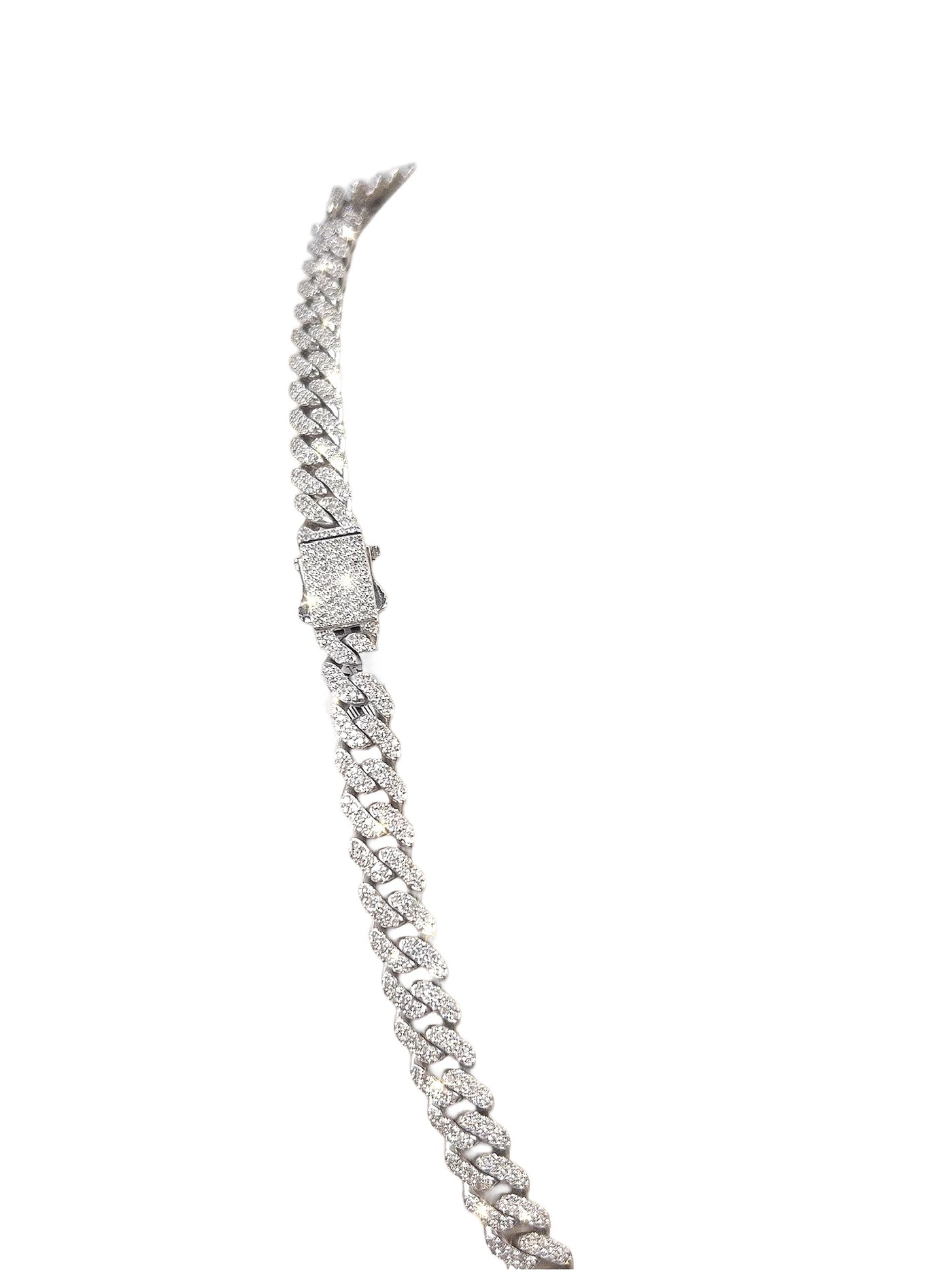 8MM White Gold Diamond Cuban Chain