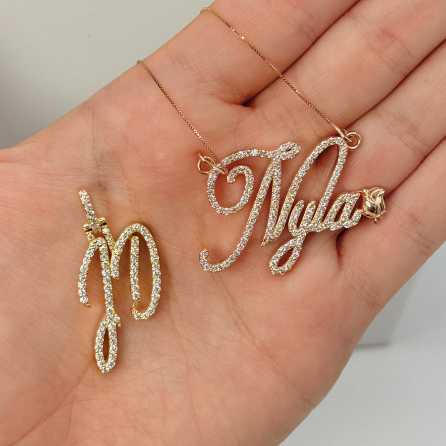 14KT Custom Diamond Name Plate