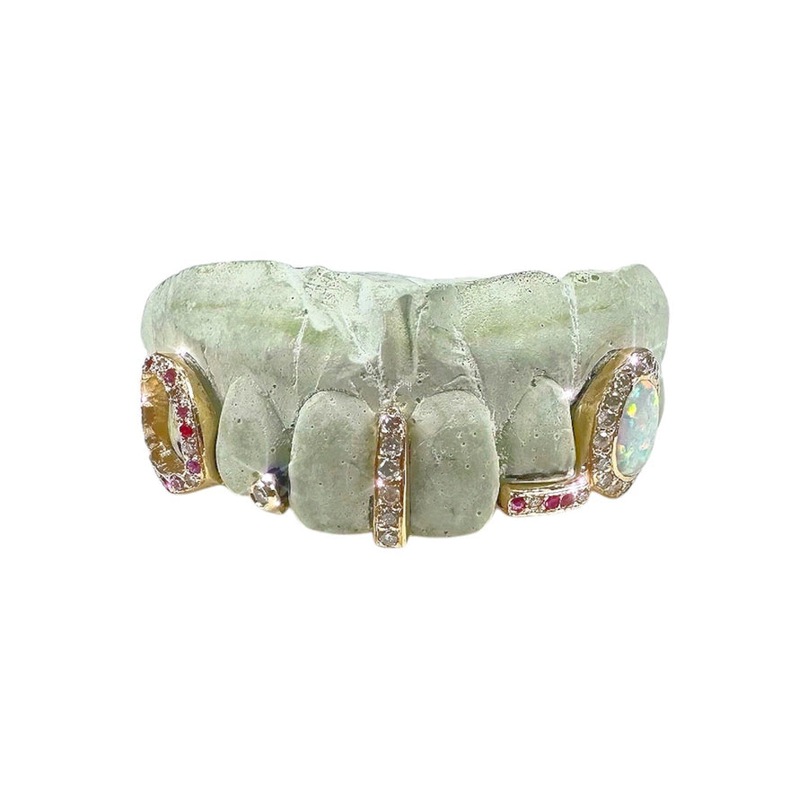 Custom Opal + trim and Spacer with Gemstones and Diamonds