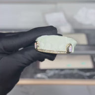 Custom Diamond Bar Grillz with Opal Fangs