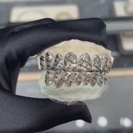Custom Diamond Dust Diamond Cuts Gold Grillz