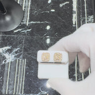 Baguette and Round Diamond Cluster Earrings