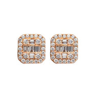 Baguette and Round Diamond Earrings
