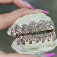Custom 8 Piece Fully Iced Diamond Drip Grillz