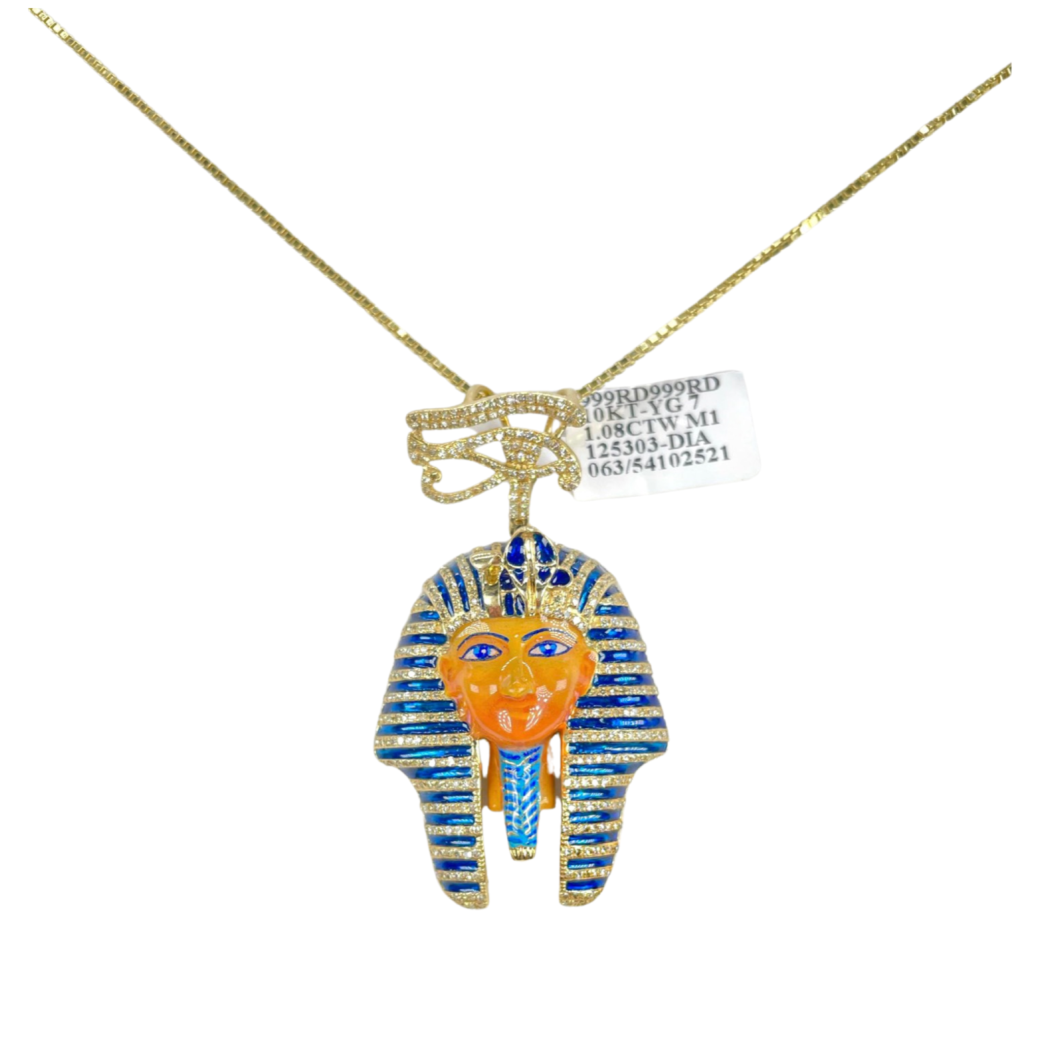 Pharaoh Enamel and Diamond Pendant