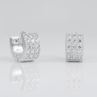 Three Row Diamond Huggie Earrings