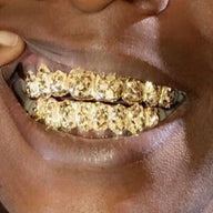 Custom Diamond Dust Diamond Cuts Gold Grillz