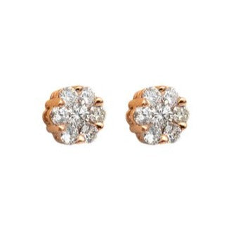 Large Diamond Flower Cluster Earrings