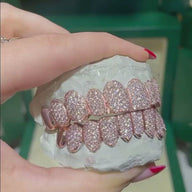 Custom VS1 Clarity Hand Set All Natural Diamond Grillz (Zigzag/Honeycomb setting)